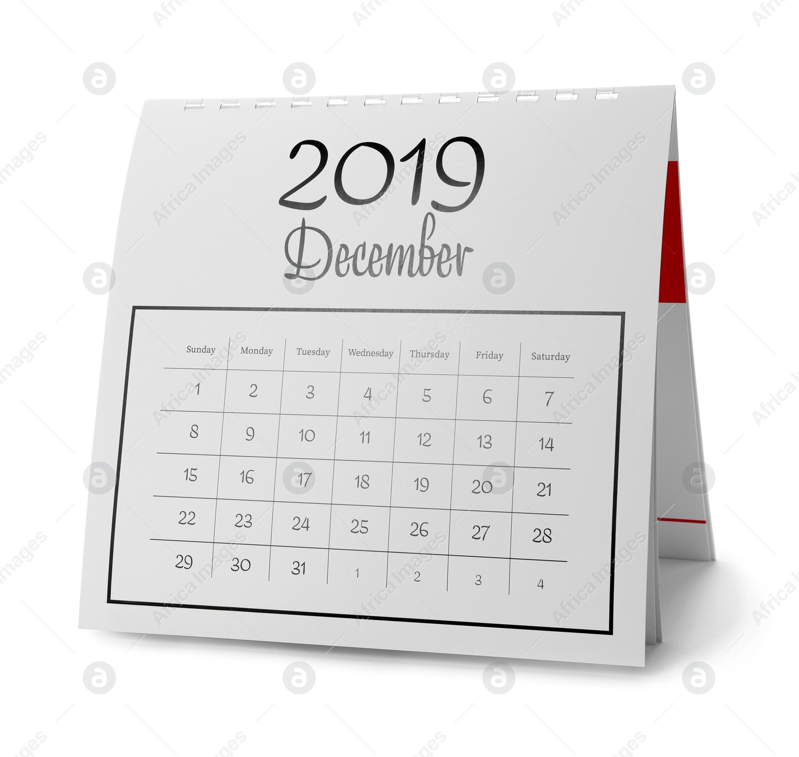 Photo of Paper calendar isolated on white. Planning concept