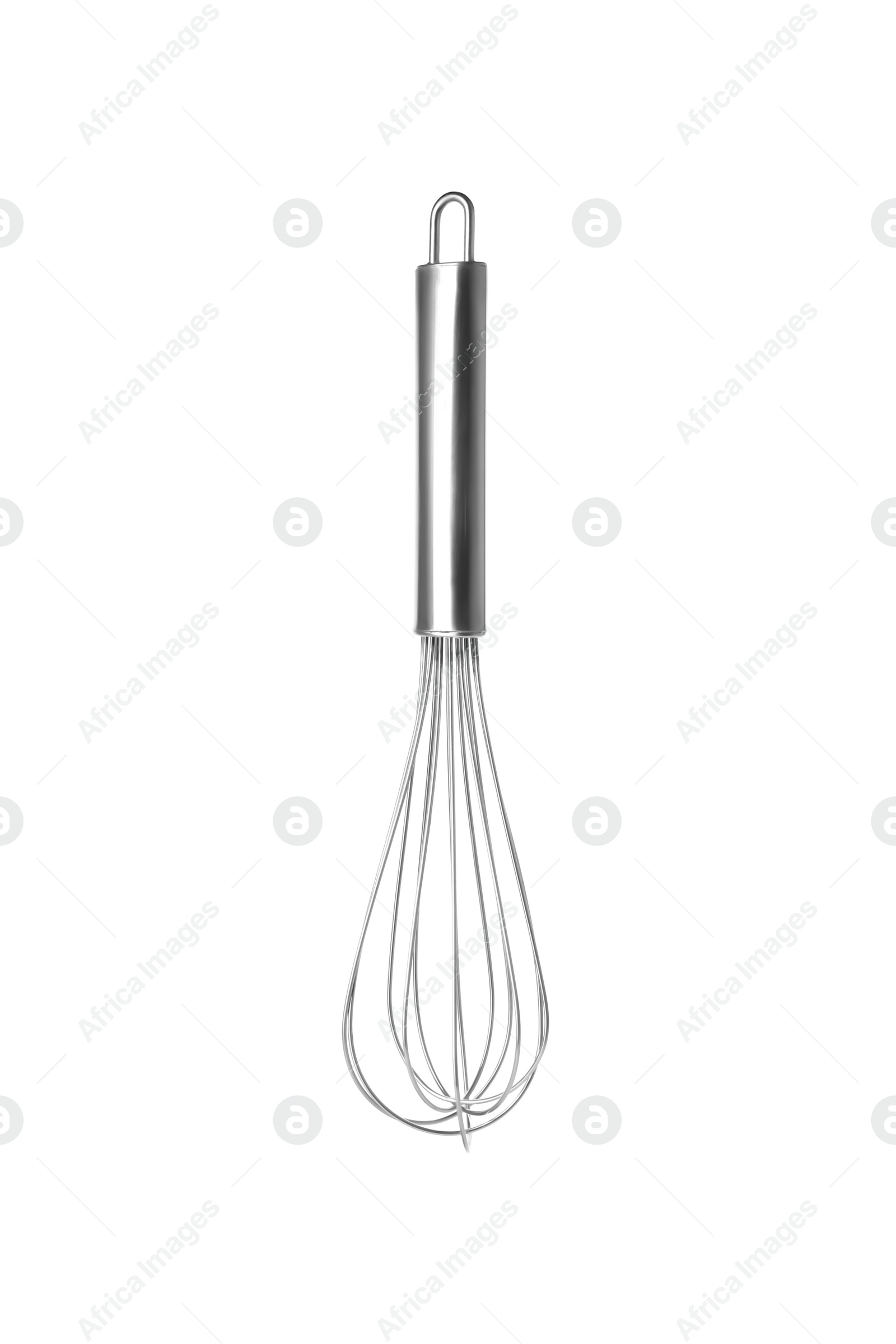 Photo of Balloon whisk on white background. Kitchen utensils