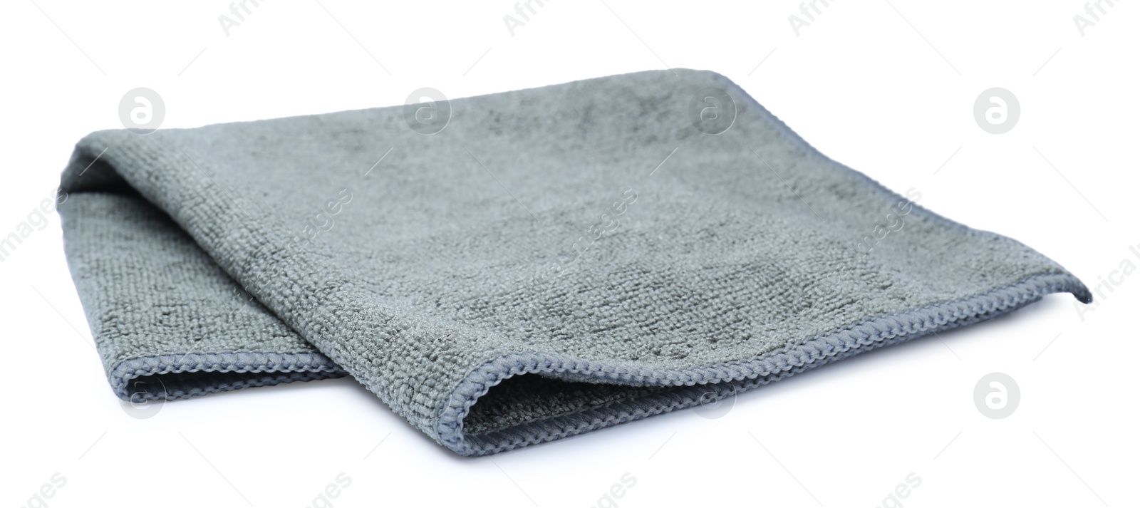 Photo of Clean grey microfiber cloth isolated on white