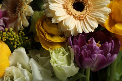 Beautiful fresh bouquet as background, closeup. Floral decor