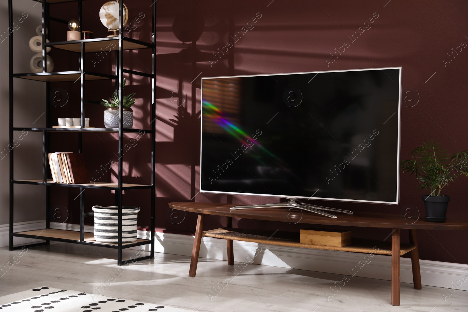 Photo of Living room interior with modern TV on stand