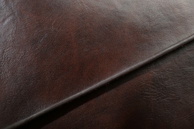 Photo of Texture of brown leather as background, top view