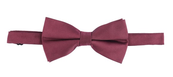 Photo of Stylish burgundy bow tie isolated on white