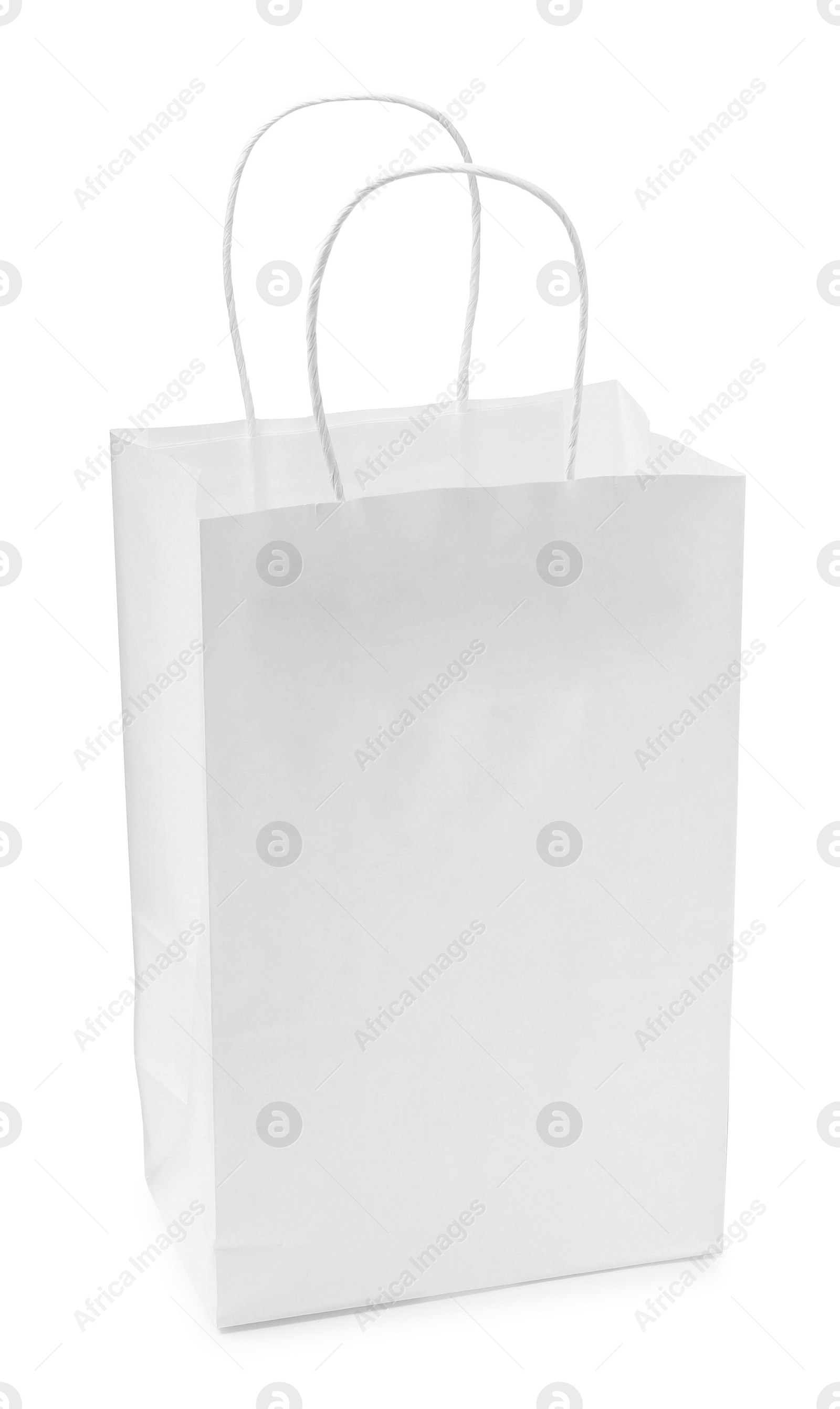 Photo of Empty shopping paper bag isolated on white