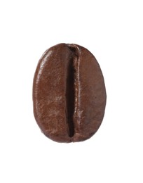 Photo of One aromatic coffee bean isolated on white
