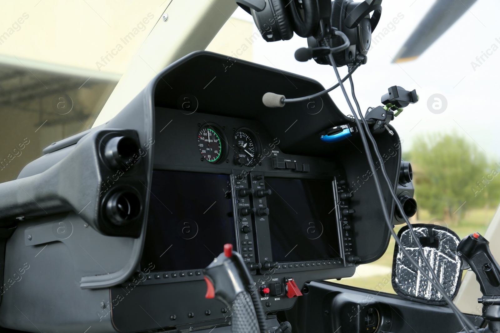 Photo of Helicopter cockpit with new modern functional panel