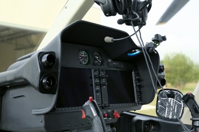 Helicopter cockpit with new modern functional panel