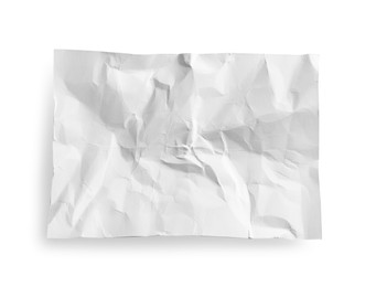 Photo of Crumpled paper sheet isolated on white, top view