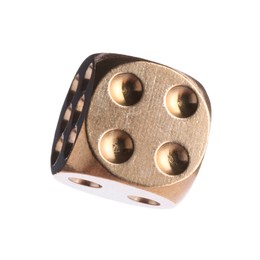 Photo of One metal game dice isolated on white