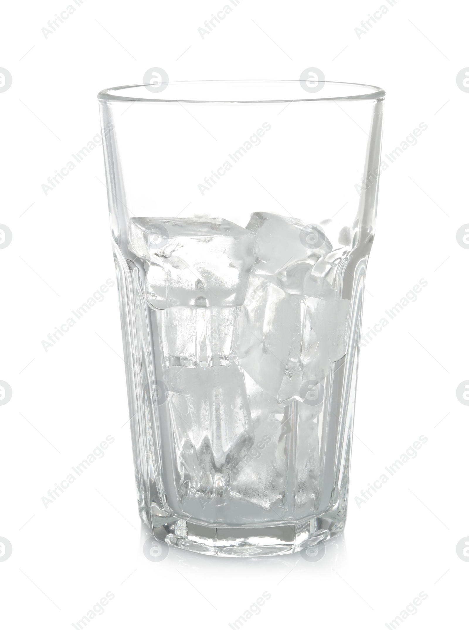 Photo of Ice cubes in glass isolated on white