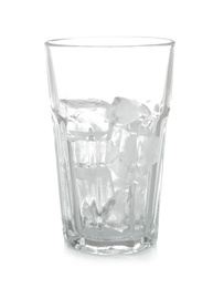 Photo of Ice cubes in glass isolated on white