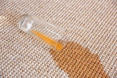 Photo of Spilled juice on carpet