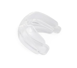 Photo of Transparent dental mouth guard isolated on white. Bite correction