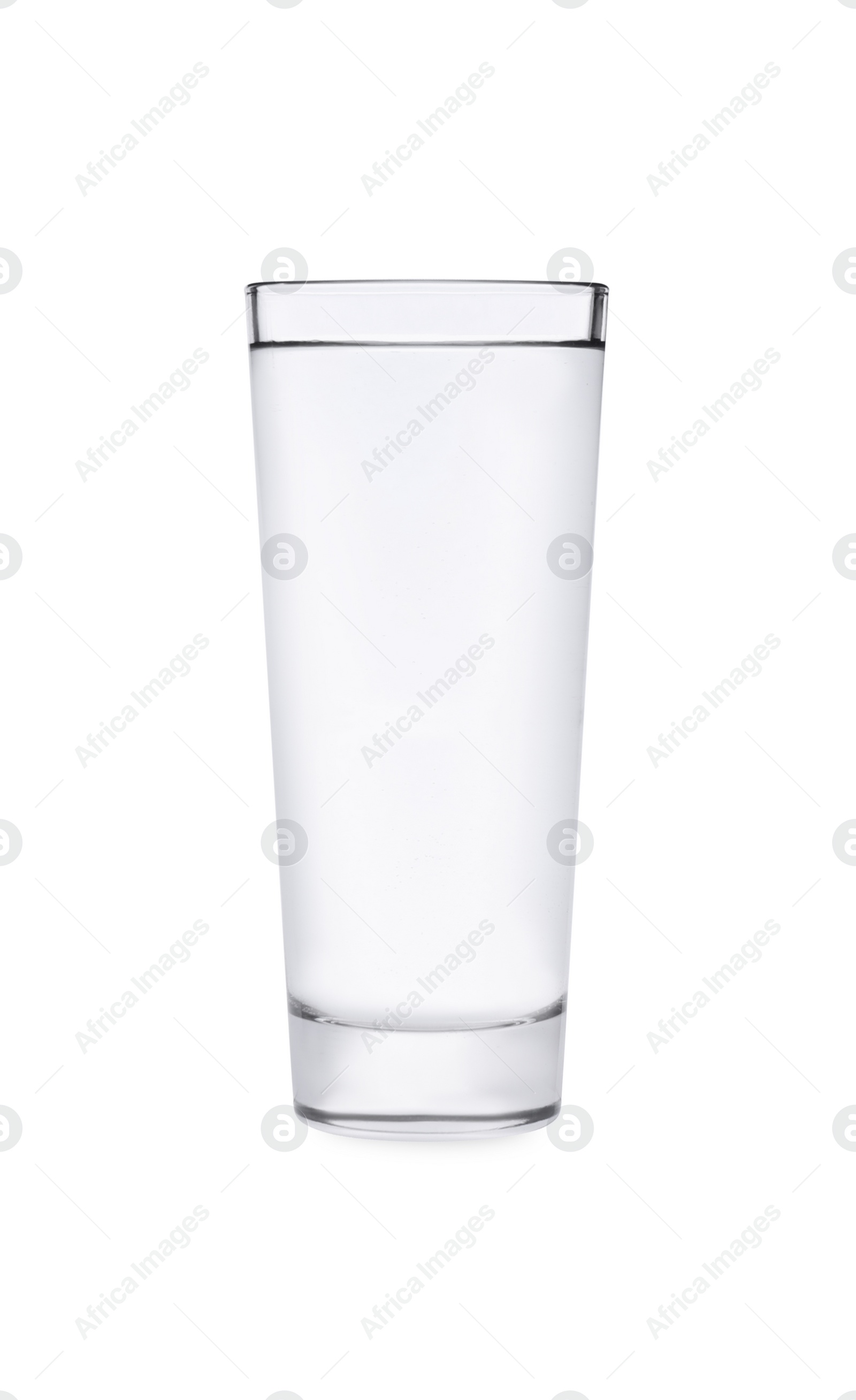 Photo of Elegant glass of water on white background