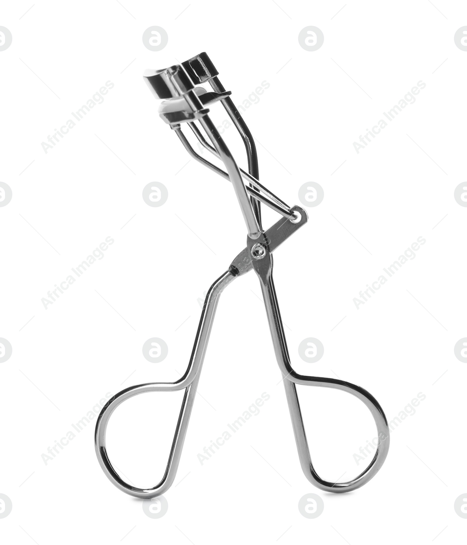 Photo of Eyelash curler isolated on white. Makeup tool