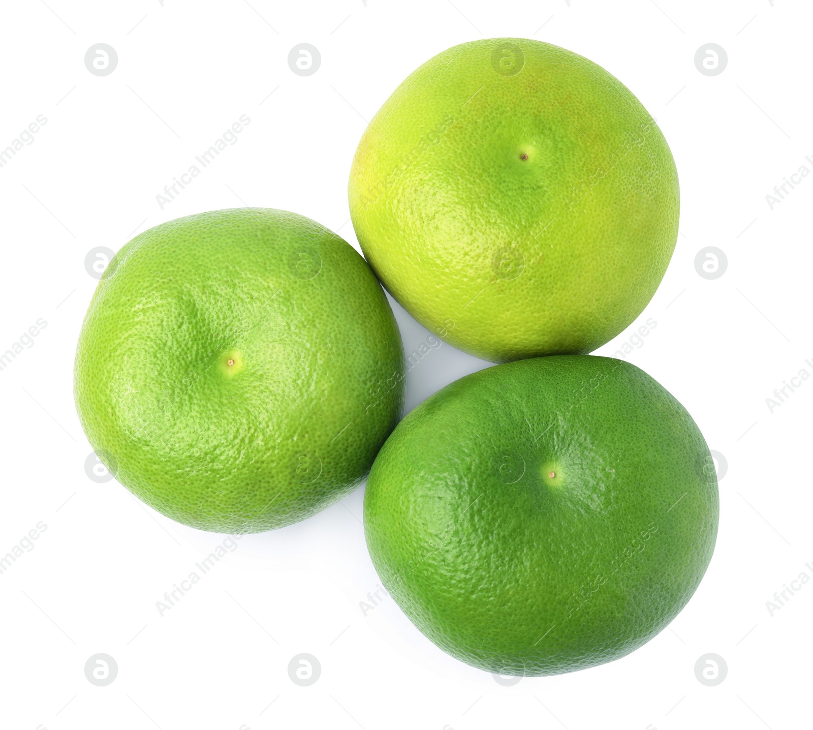 Photo of Fresh ripe sweetie fruits on white background, top view