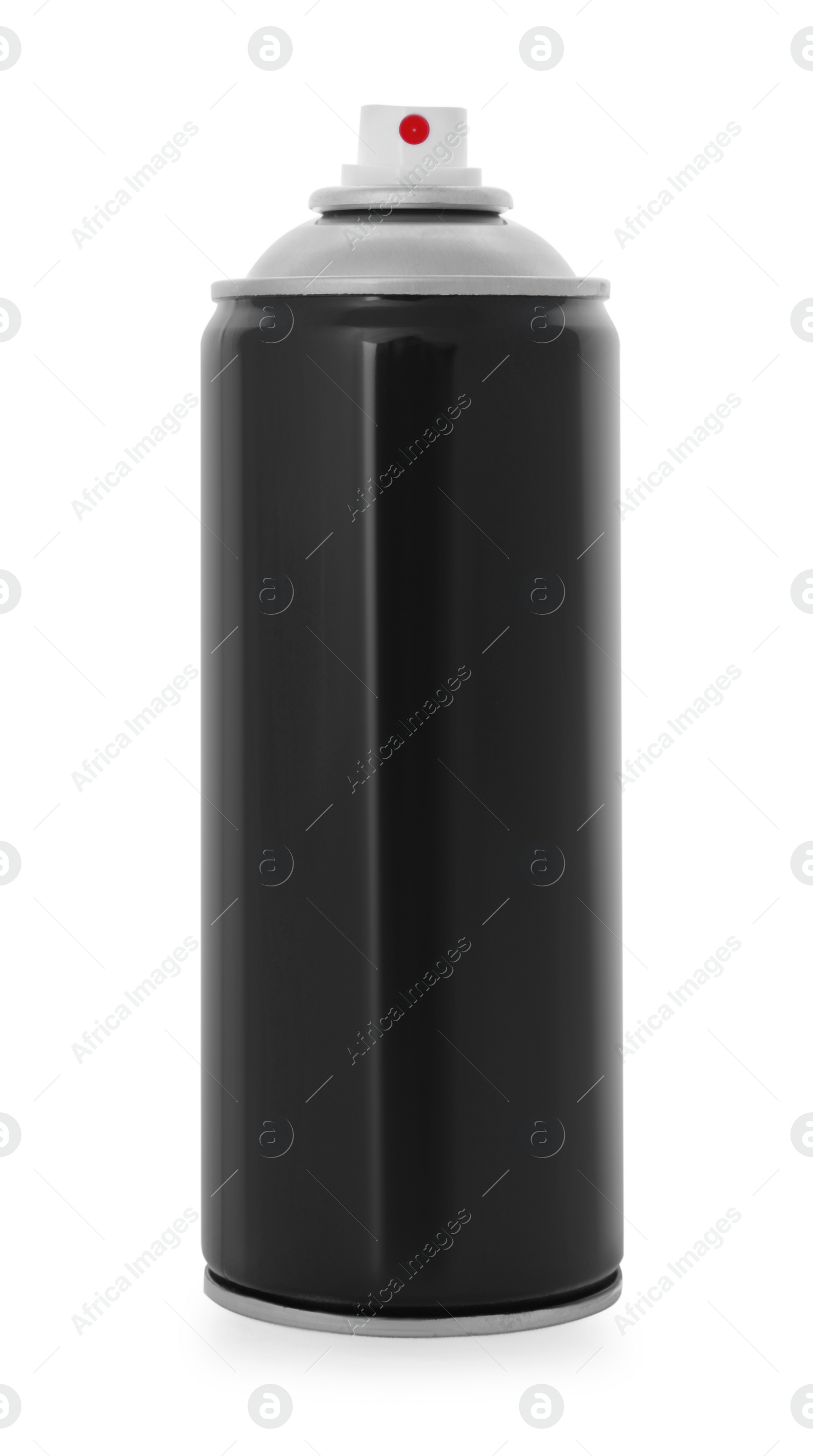 Photo of Black can of spray paint isolated on white