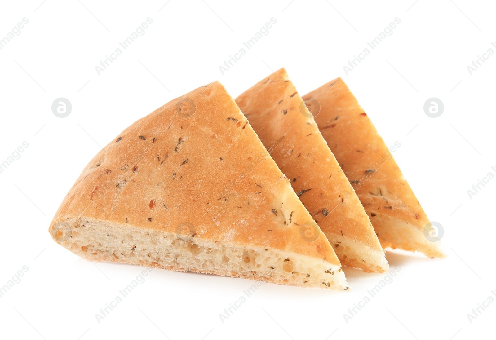 Photo of Fresh bread on white background. Baked goods