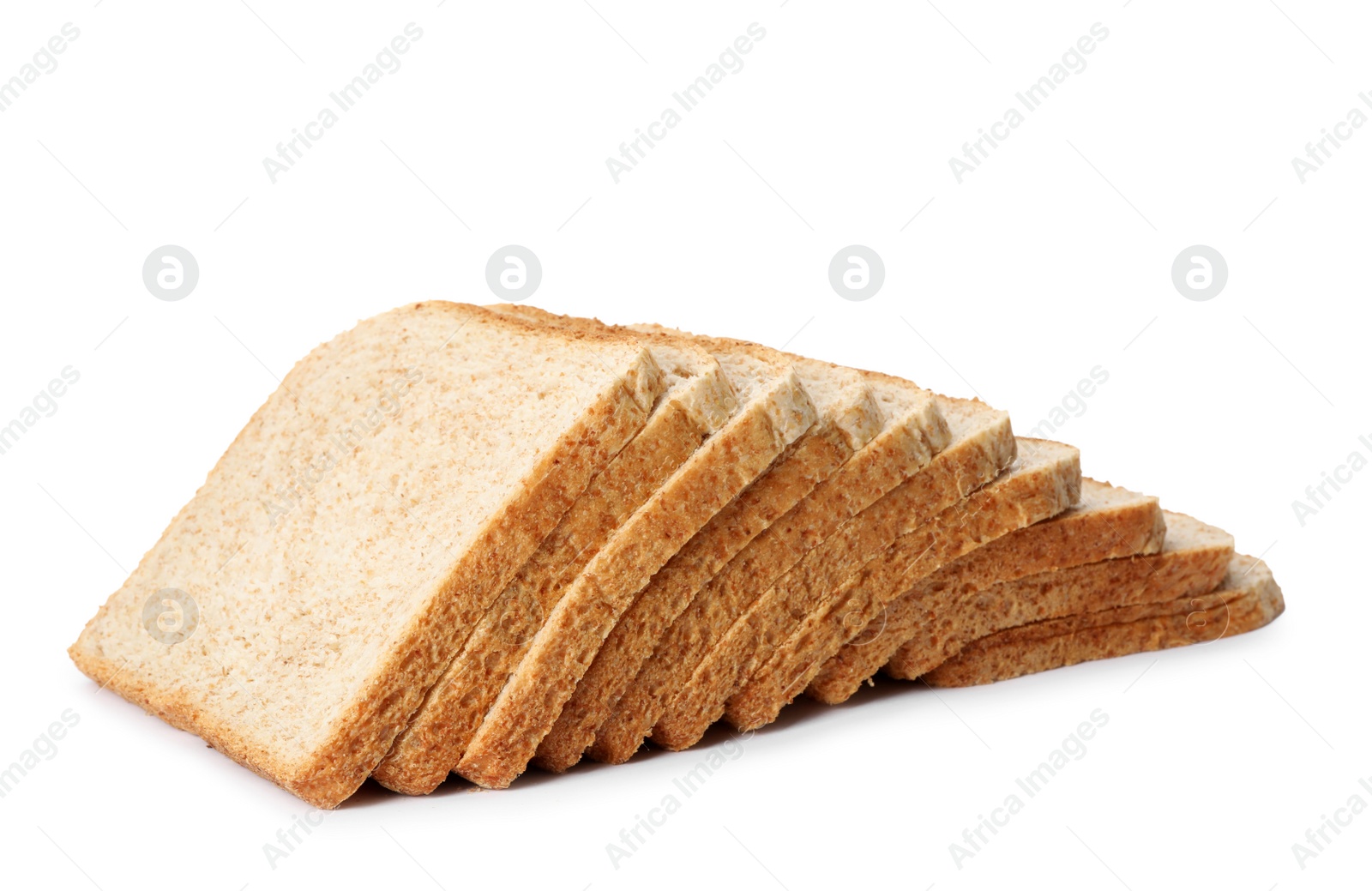 Photo of Slices of wheat bread isolated on white