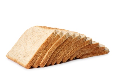 Photo of Slices of wheat bread isolated on white