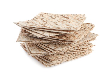 Passover matzos isolated on white. Pesach celebration