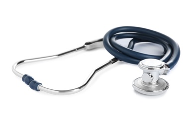 Photo of Stethoscope on white background. Professional medical device