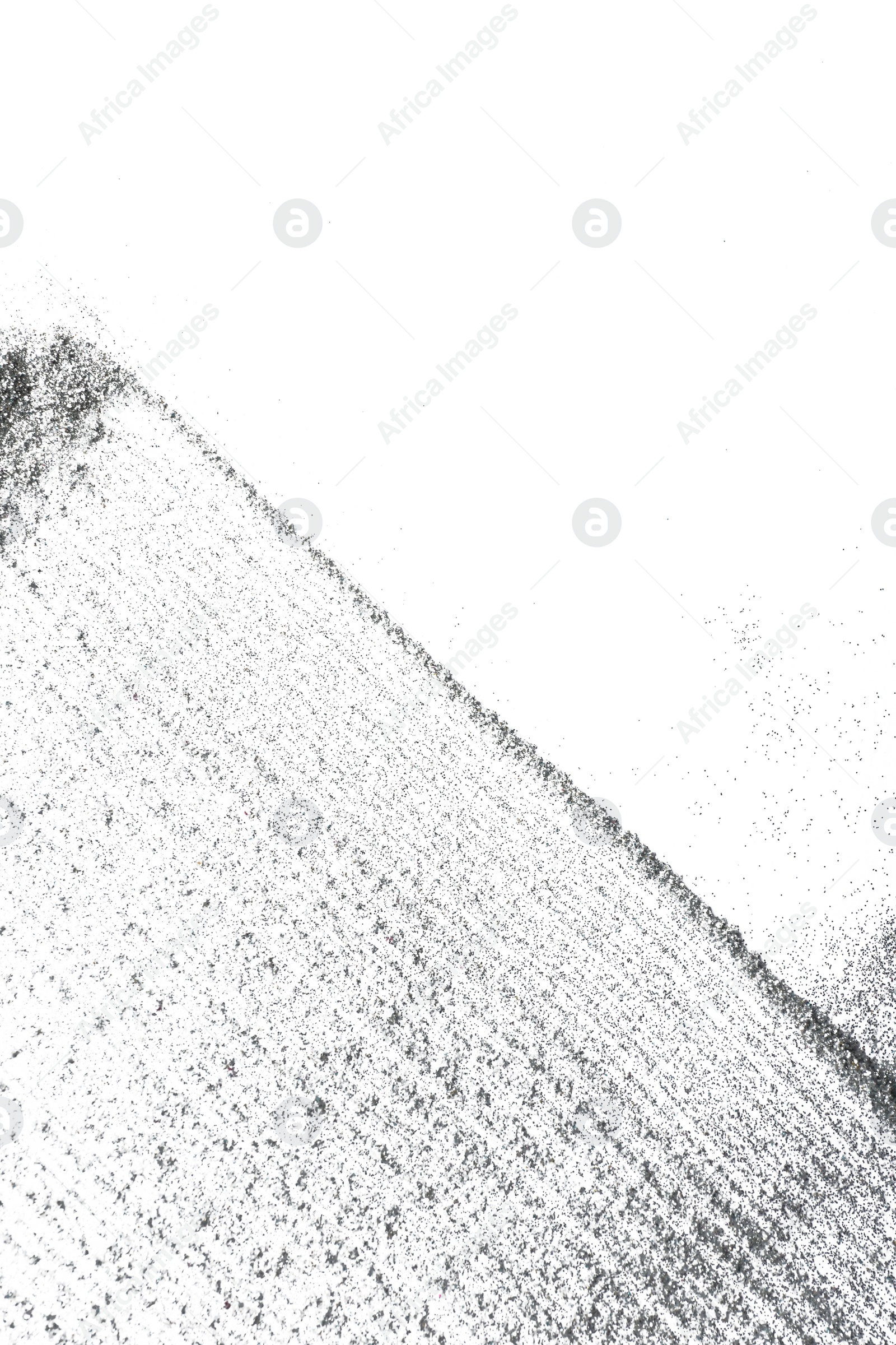 Photo of Silver glitter on white background, top view