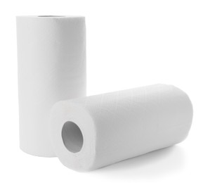 Photo of Rolls of paper towels isolated on white