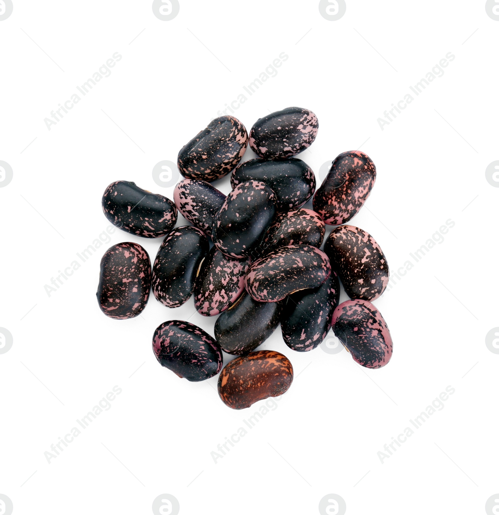 Photo of Pile of dry kidney beans on white background, top view