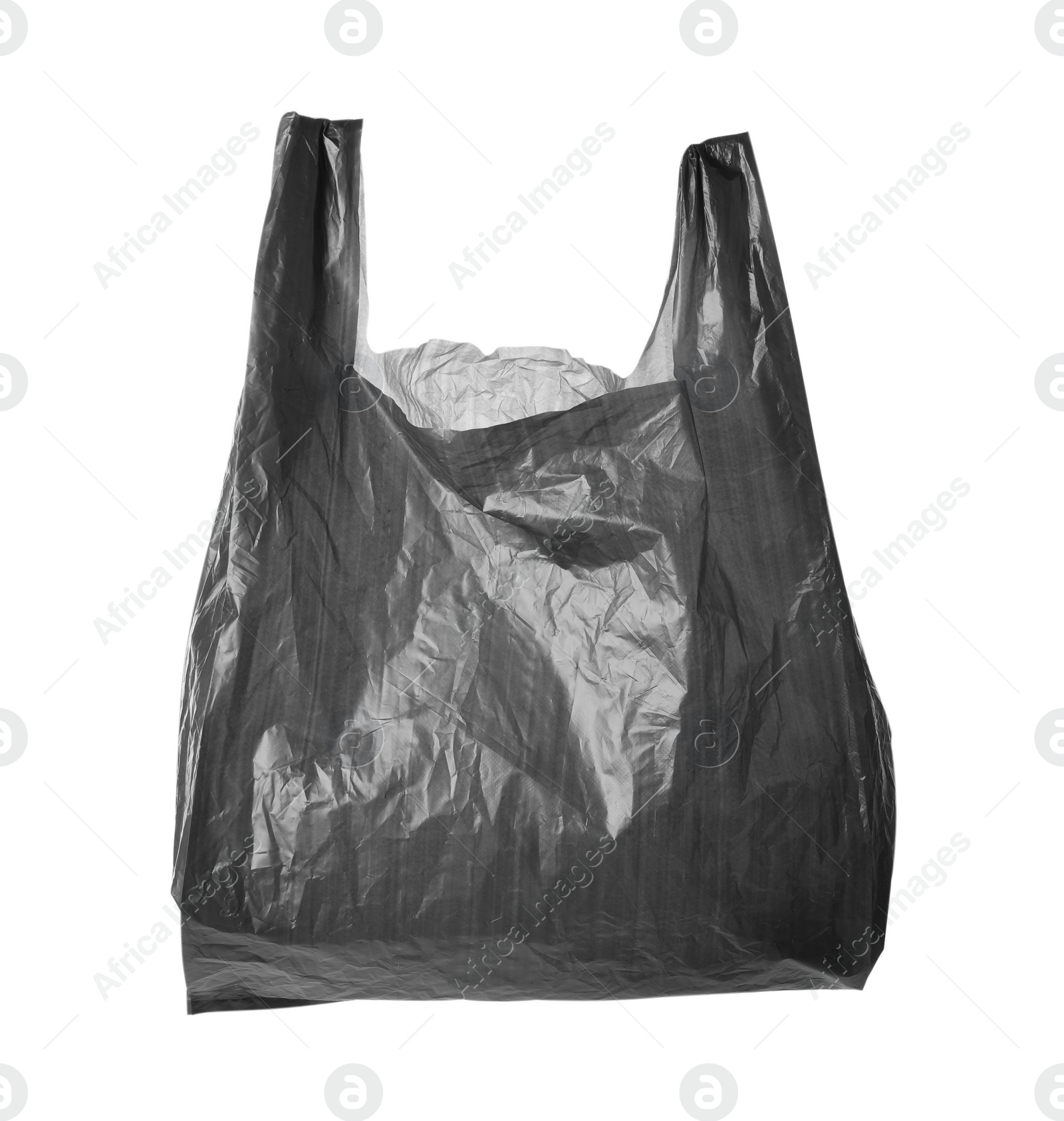 Photo of One black plastic bag isolated on white