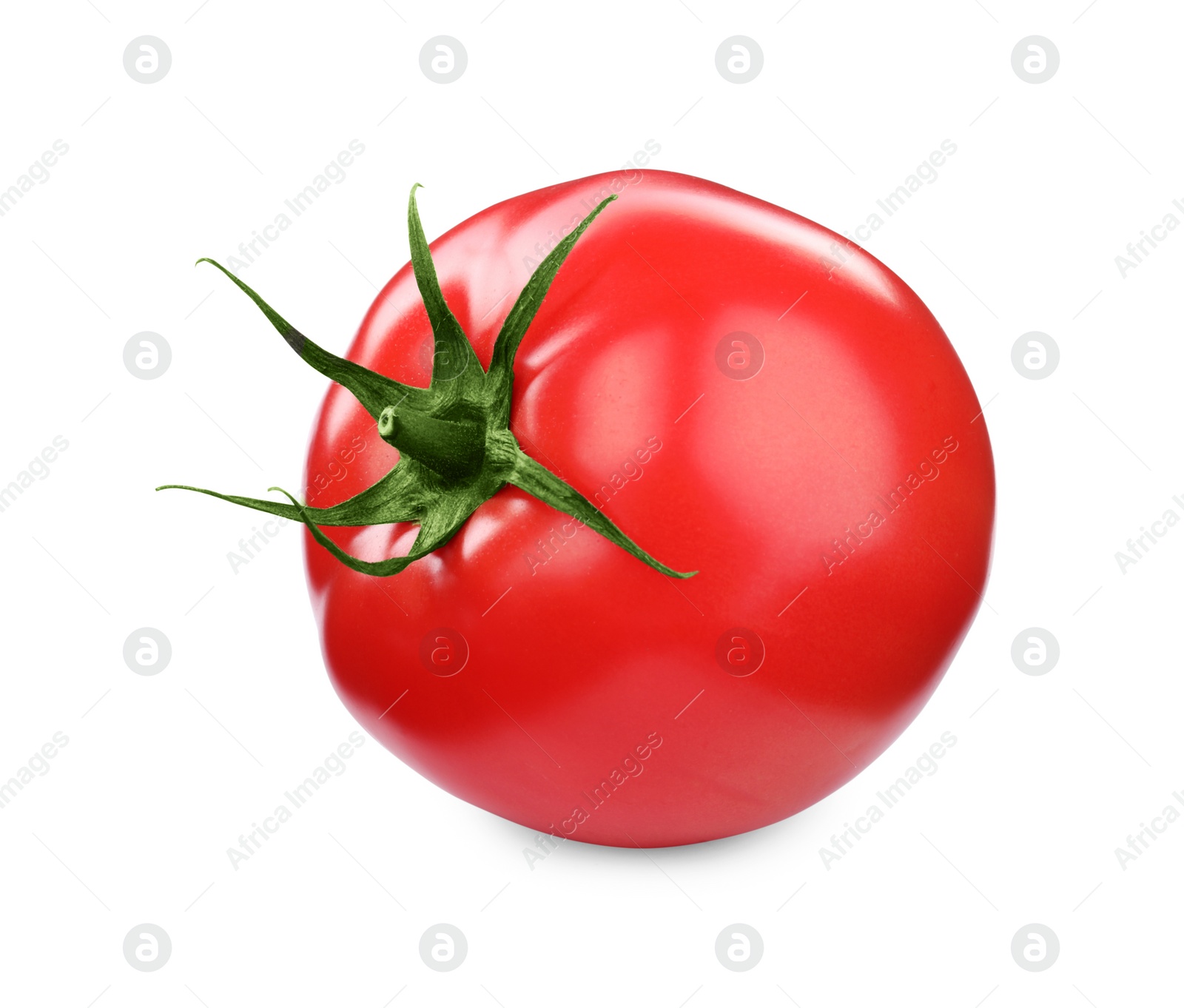 Photo of One red ripe tomato isolated on white