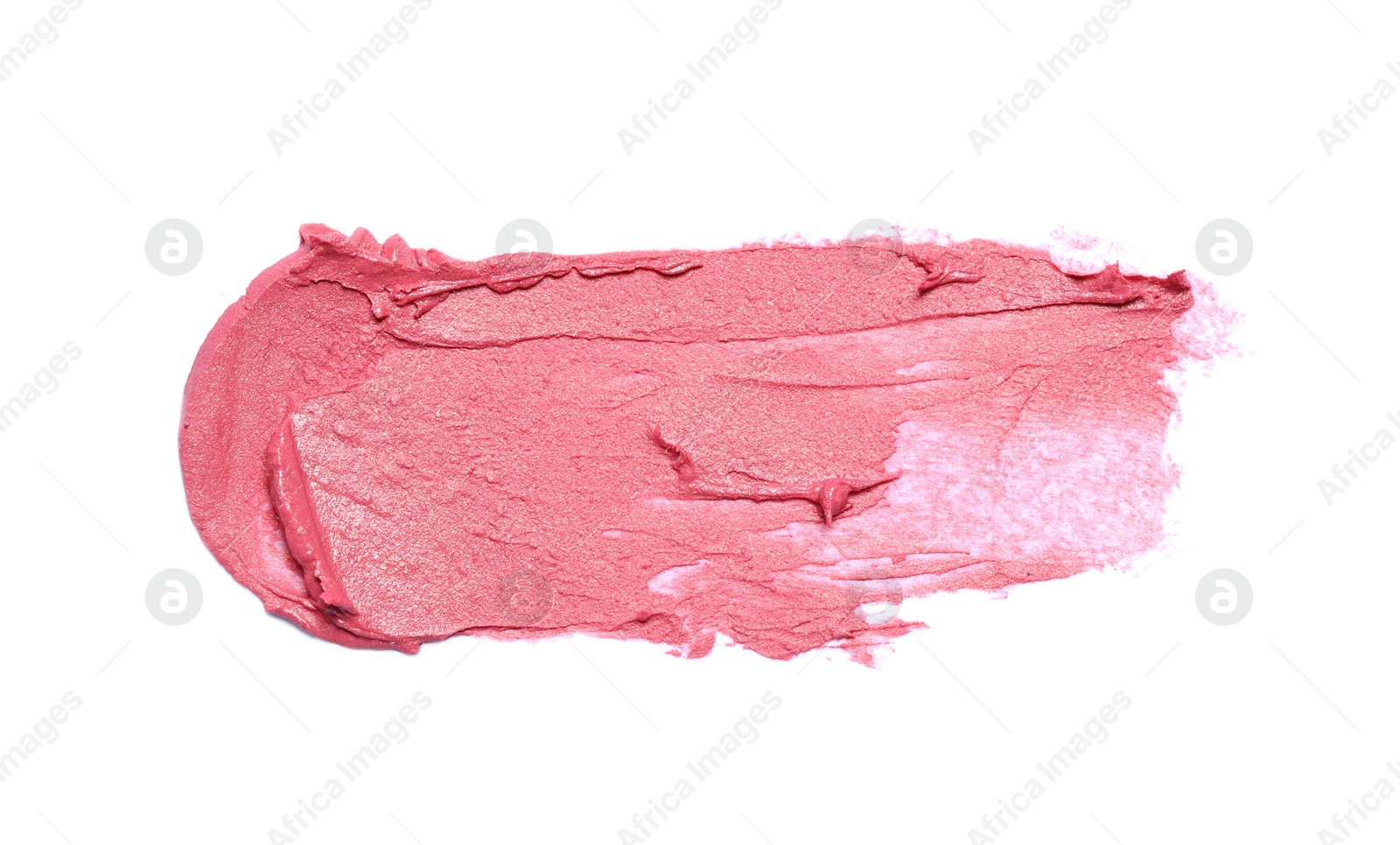 Photo of Smear of beautiful lipstick on white background, top view