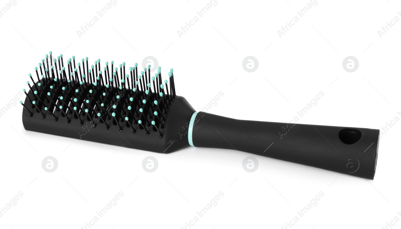 Photo of One new plastic hairbrush isolated on white