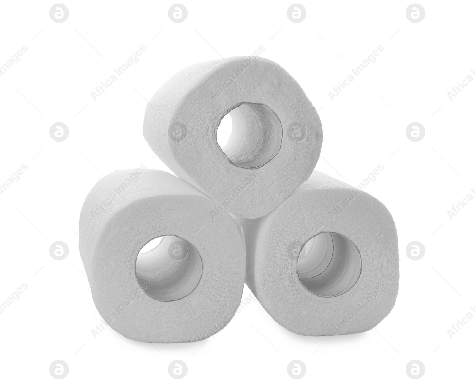 Photo of Rolls of paper tissues on white background