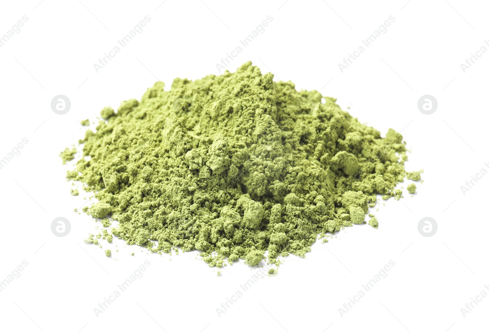 Photo of Pile of green matcha powder isolated on white