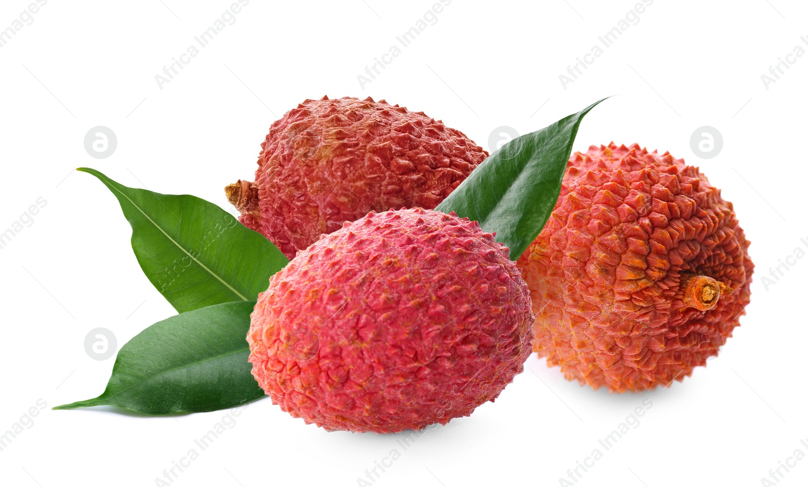 Image of Fresh ripe lychee fruits on white background