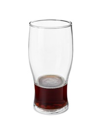 Photo of Almost empty glass of beer isolated on white