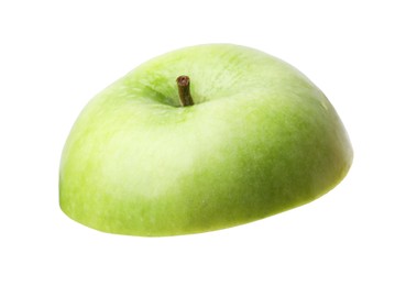 Piece of ripe green apple isolated on white