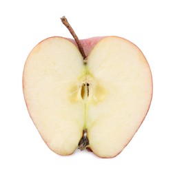 Photo of Half of ripe red apple on white background