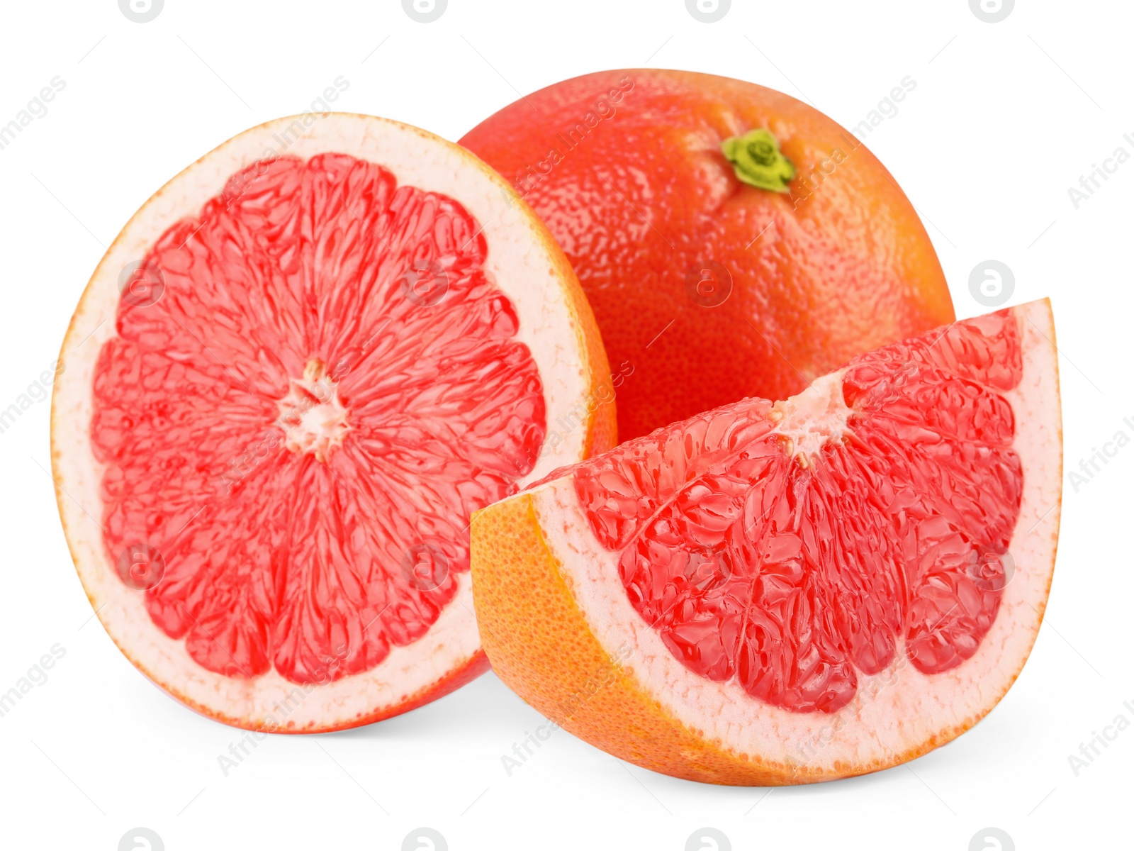 Photo of Fresh ripe grapefruits isolated on white. Citrus fruit