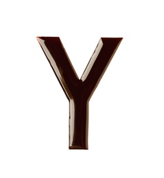 Photo of Letter Y made of chocolate on white background