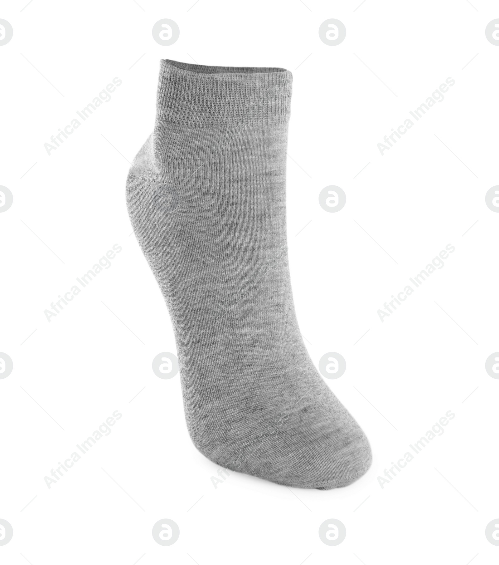 Photo of One light grey sock isolated on white