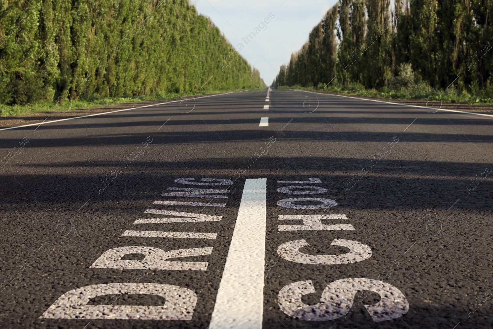 Image of Driving school concept. View of modern asphalt road in countryside