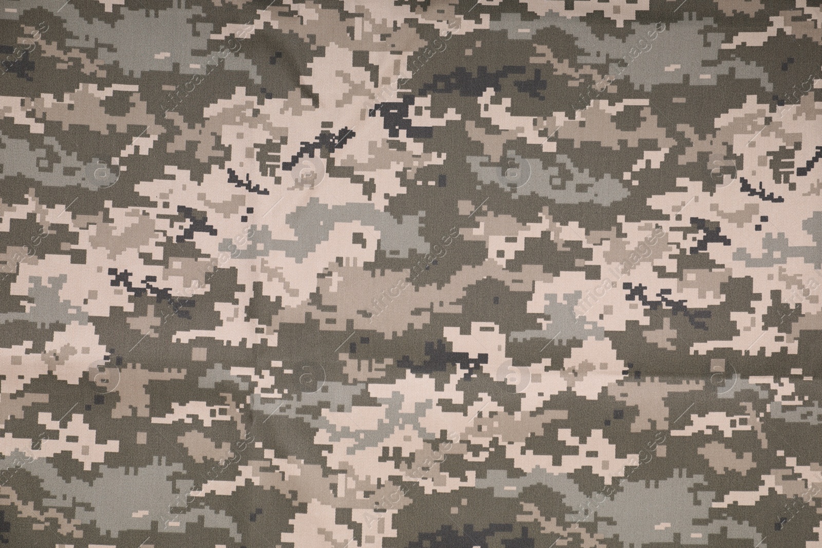 Photo of Texture of camouflage fabric as background, top view