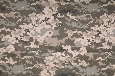 Texture of camouflage fabric as background, top view