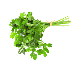 Photo of Bunch of fresh green parsley isolated on white