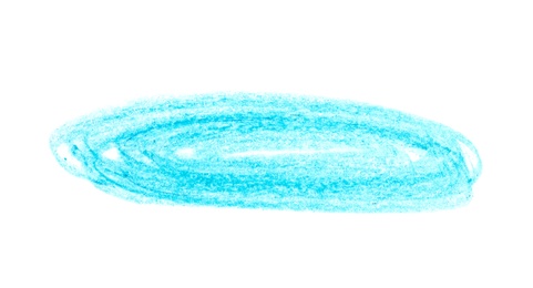 Photo of Blue pencil scribble on white background, top view