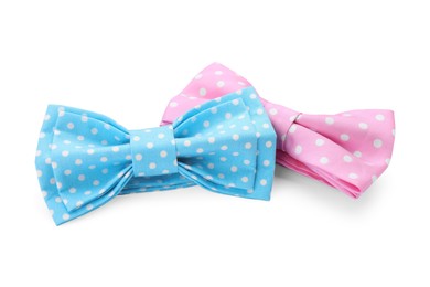 Photo of Different stylish bow ties on white background