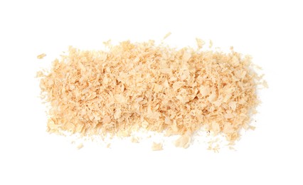 Pile of natural sawdust isolated on white