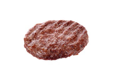Tasty grilled burger patty isolated on white